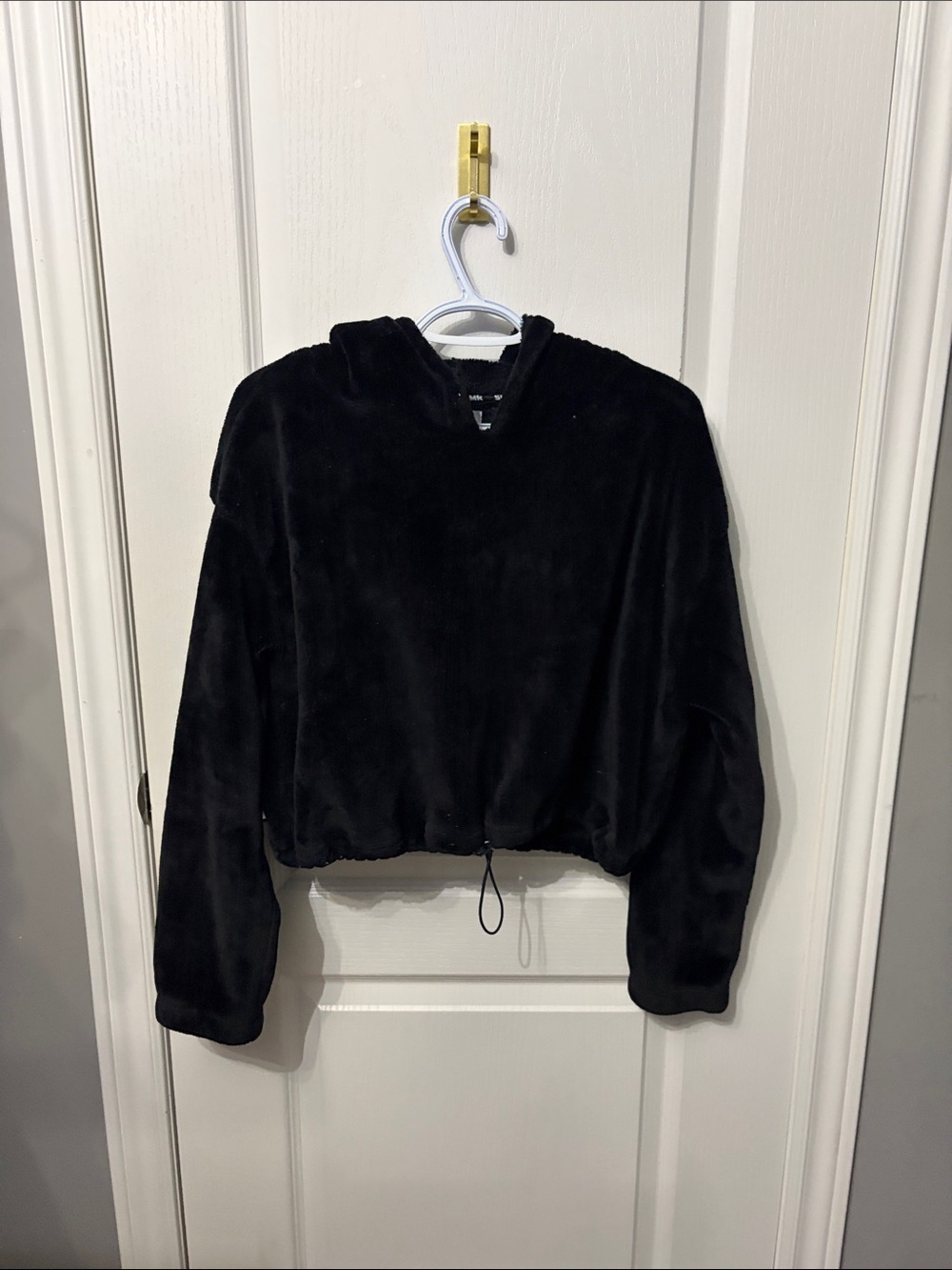 Plush Teddy Hoodie Jacket in Black